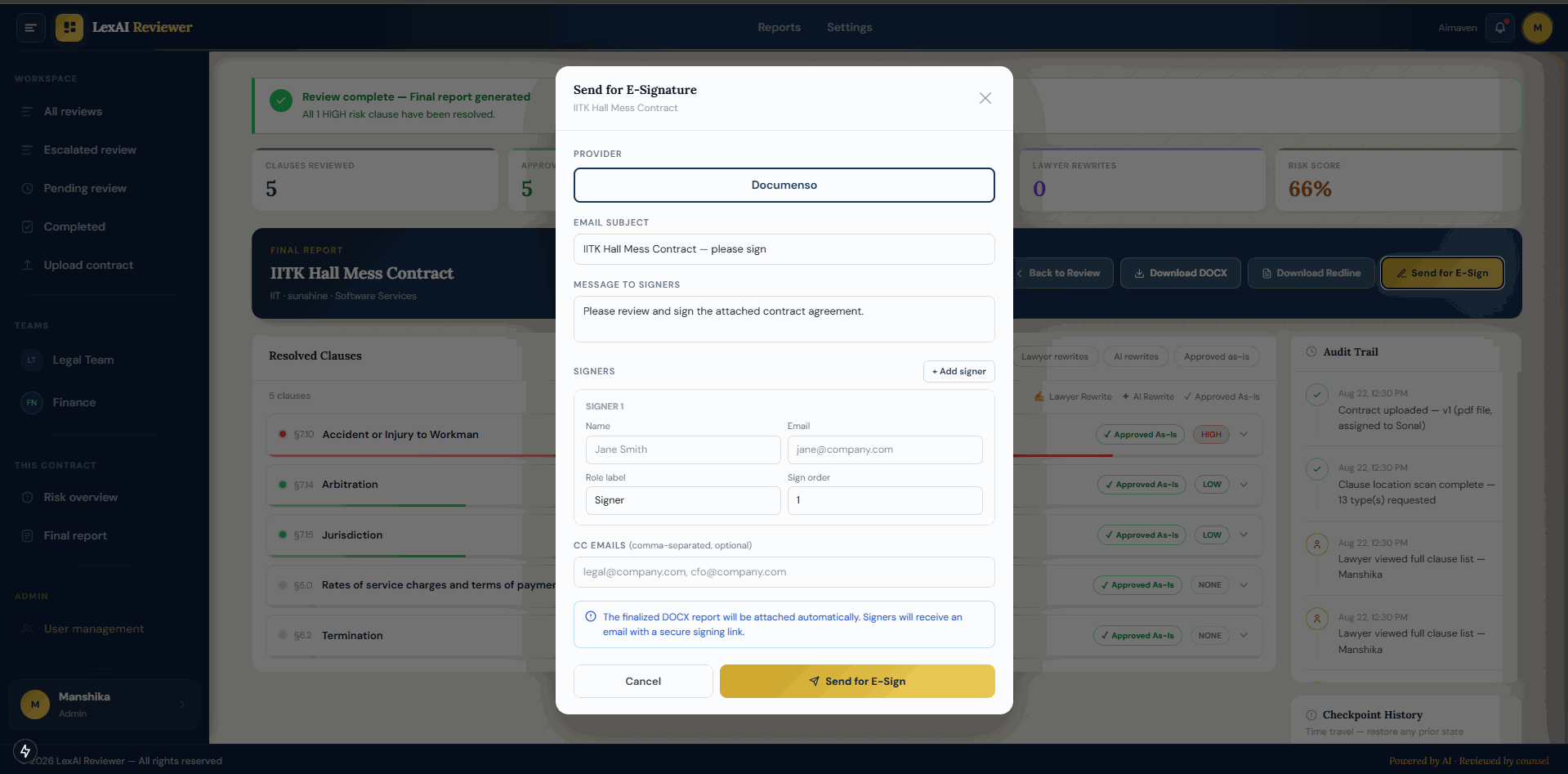 AI Clause Extraction & Page Mapping